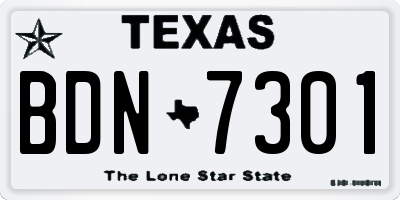 TX license plate BDN7301