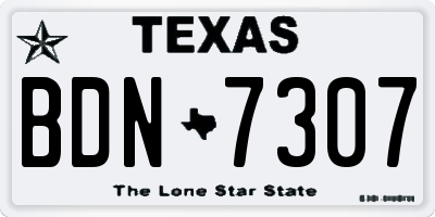 TX license plate BDN7307