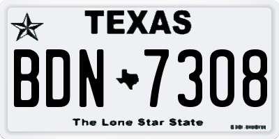 TX license plate BDN7308