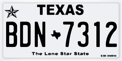 TX license plate BDN7312