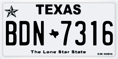 TX license plate BDN7316