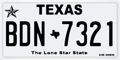 TX license plate BDN7321