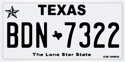TX license plate BDN7322