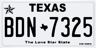 TX license plate BDN7325