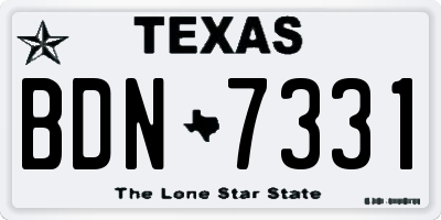 TX license plate BDN7331