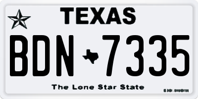 TX license plate BDN7335