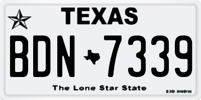 TX license plate BDN7339