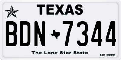 TX license plate BDN7344