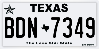 TX license plate BDN7349