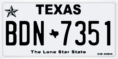 TX license plate BDN7351