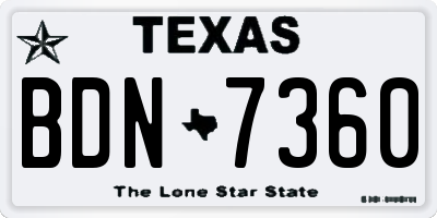 TX license plate BDN7360