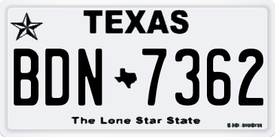 TX license plate BDN7362