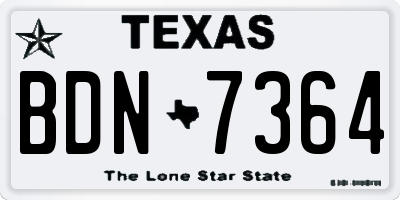 TX license plate BDN7364