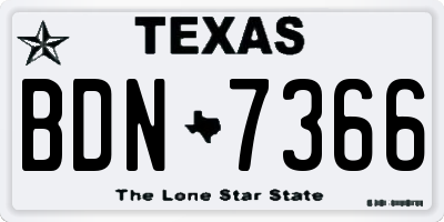 TX license plate BDN7366