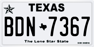 TX license plate BDN7367