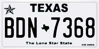 TX license plate BDN7368