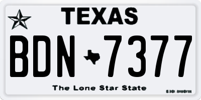 TX license plate BDN7377