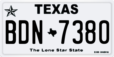 TX license plate BDN7380