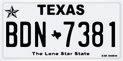 TX license plate BDN7381