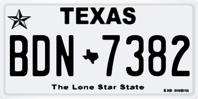 TX license plate BDN7382