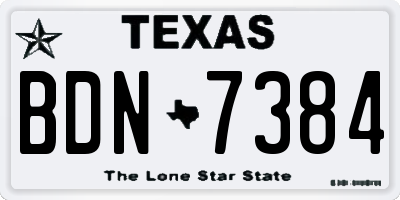 TX license plate BDN7384