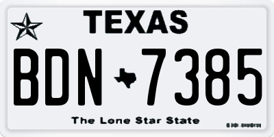 TX license plate BDN7385