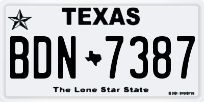 TX license plate BDN7387