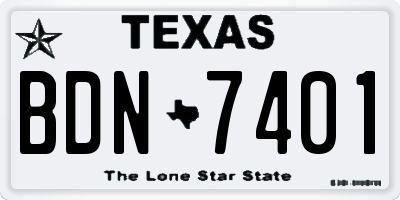 TX license plate BDN7401