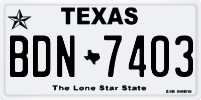 TX license plate BDN7403