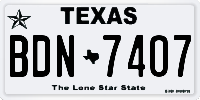 TX license plate BDN7407