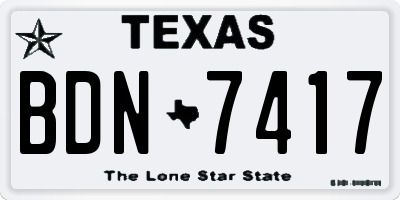 TX license plate BDN7417