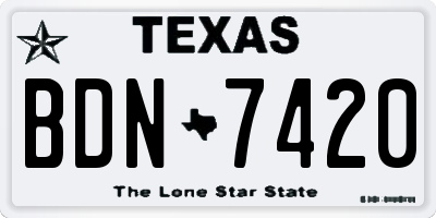 TX license plate BDN7420