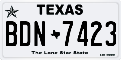 TX license plate BDN7423