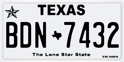 TX license plate BDN7432