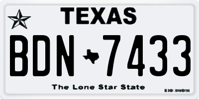 TX license plate BDN7433