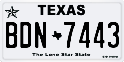 TX license plate BDN7443