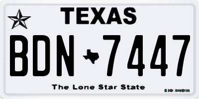 TX license plate BDN7447