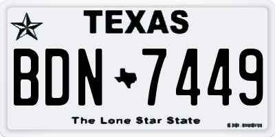 TX license plate BDN7449