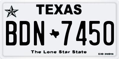 TX license plate BDN7450