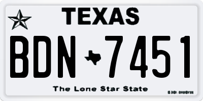 TX license plate BDN7451