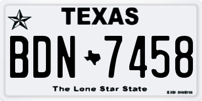 TX license plate BDN7458