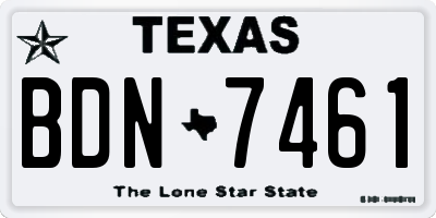 TX license plate BDN7461