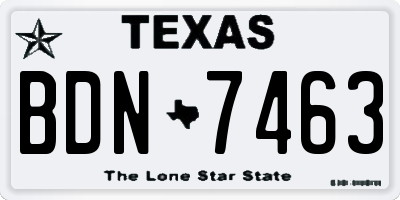 TX license plate BDN7463