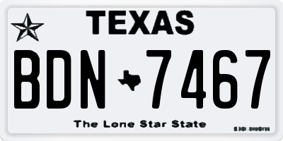 TX license plate BDN7467