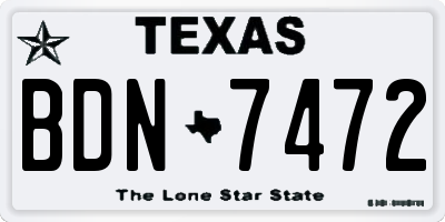 TX license plate BDN7472