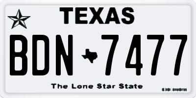 TX license plate BDN7477