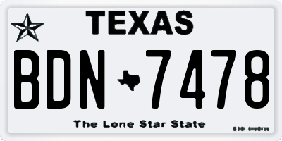 TX license plate BDN7478