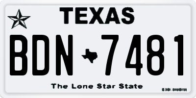 TX license plate BDN7481