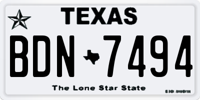 TX license plate BDN7494