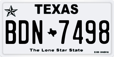TX license plate BDN7498
